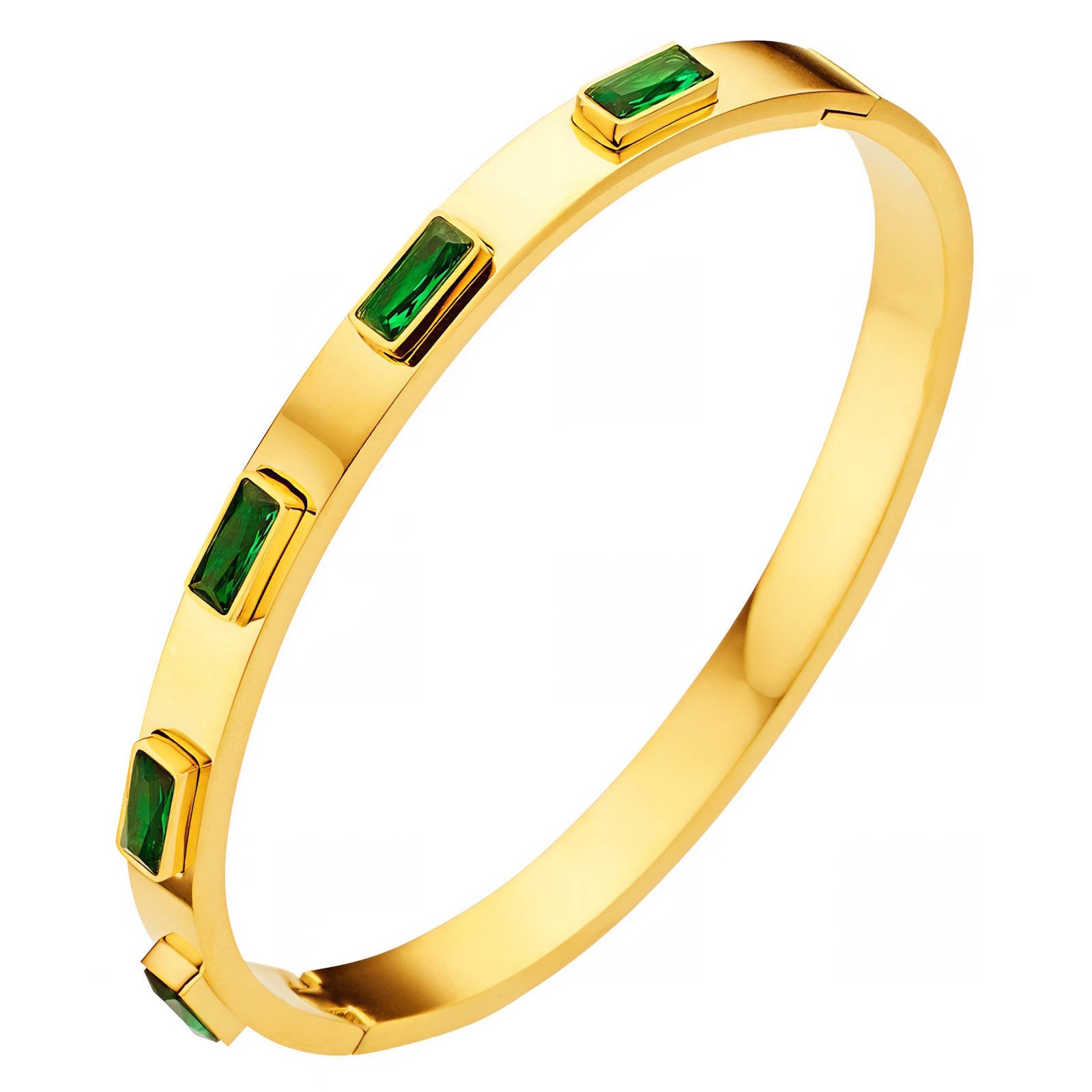 Emerald Green ￼BRACELET, 18K GOLD PLATED STEEL