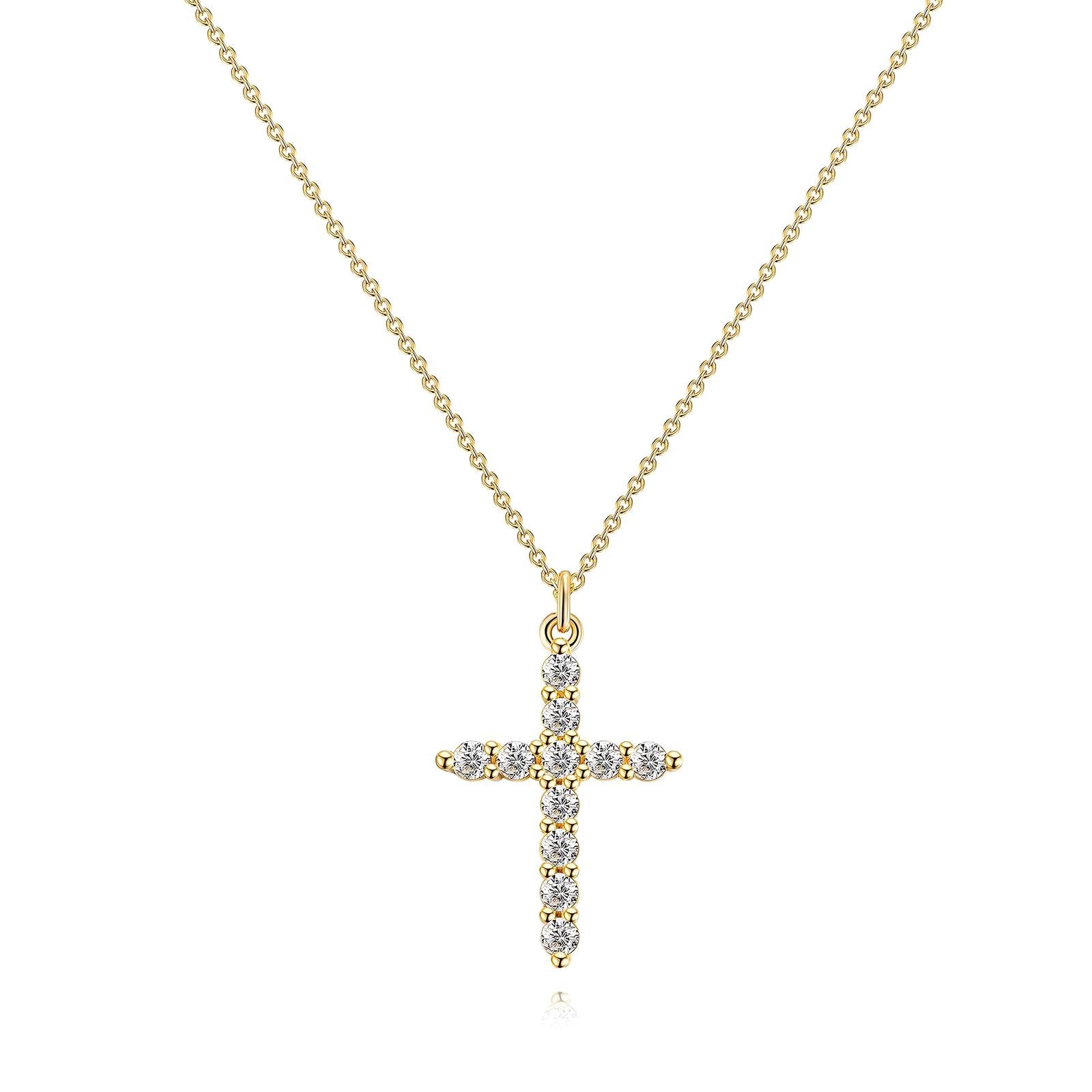 CROSS" NECKLACE, 18K GOLD PLATED STEEL